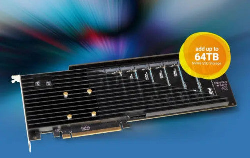 Sonnet Silent Gen 4 PCIe card with 8 x M.2 NVMe SSD slots up to 64GB storage - add your own SSD Sonnet Silent Gen 4 PCIe card with 8 x M.2 NVMe SSD slots up to 64GB storage - add your own SSD